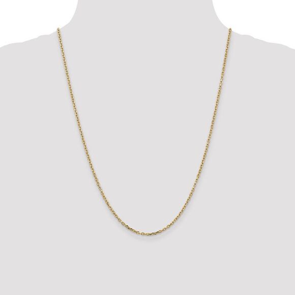 2.2mm, 14k Yellow Gold Diamond Cut Solid Cable Chain Necklace, 24 Inch